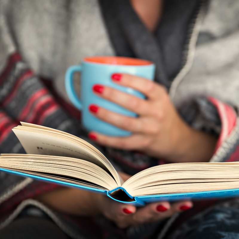 woman reading a book