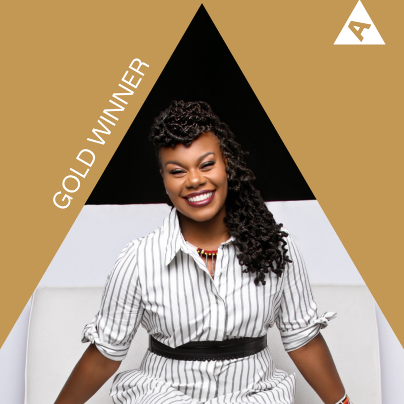 gold background with white letters that read 